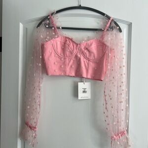 Petal & Pup Pink Sheer Polka Dot Blouse